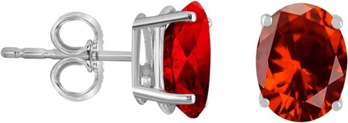 Miniatura 2 de Aretes de tuerca de granate natural de forma ovalada de 0.354 x 0.276 in para mujer para mujer, colección de joyas de boda con piedras preciosas