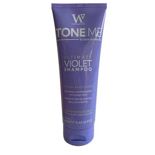 Watermans Juego de champú morado y acondicionador morado con bolsa de maquillaje gratis, juego Watermans Life is Better in Blonde – Elimina los