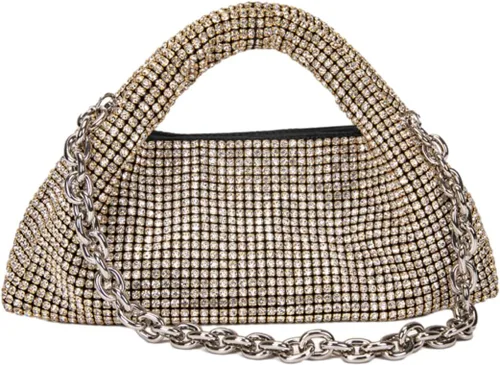 UMREN Bolso de mano anudado con purpurina completa para mujer, con diamantes de imitación de cristal, bolso cruzado de noche con diamantes de