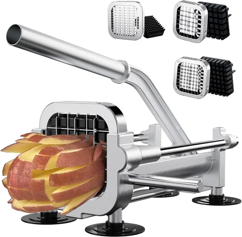Miniatura 8 de Eascandy - Cortador de patatas fritas, cortador de patatas resistente, juego de cortador de patatas de acero inoxidable con cuchillas de 1/2 y 3/8