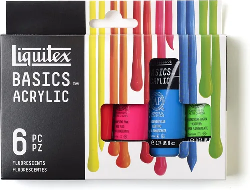 Liquitex BASICS - Juego de pintura acrílica, 6 tubos de 22ml (0.74 onzas), fluorescente