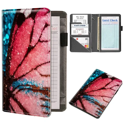 Miniatura 53 de Organizador de libros de servidor, libros de servidor estéticos de mariposa para camarera, organizador de libro de camarero de piel sintética