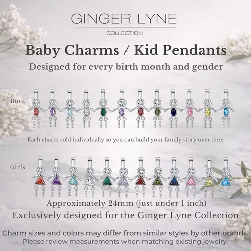 Miniatura 5 de Birthstone Baby Charms for Mom by Ginger Lyne Birthday Kids Boy or Girl Birth Month Pendants for Grandma Family Tree Necklace for Women Cubic