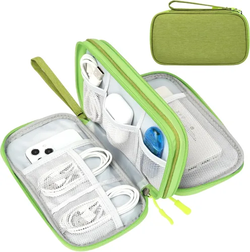 Miniatura 64 de FYY Organizador electrónico, organizador de cables de viaje, bolsa de transporte para accesorios electrónicos, portátil, impermeable, doble capa