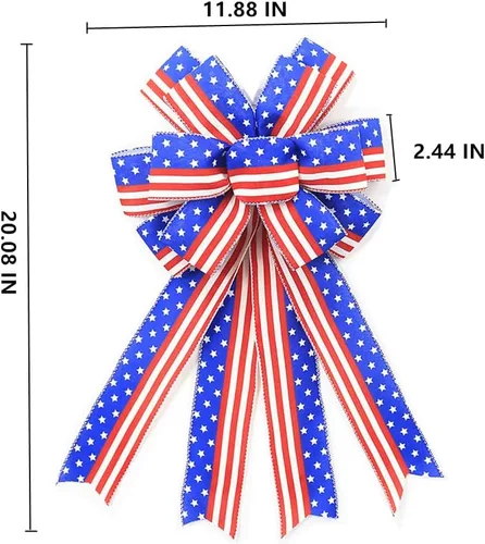 Miniatura 2 de NVZBL Arcos grandes patrióticos para corona, lazos de bandera estadounidense, lazos de arpillera del 4 de julio para interiores y exteriores, Día