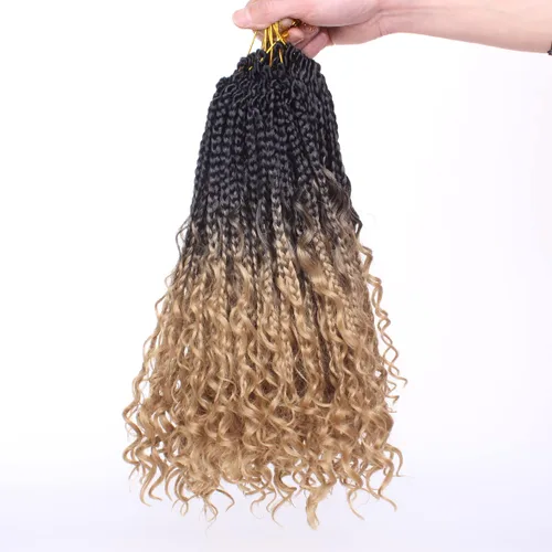 Miniatura 45 de Beverlee Goddess Box - Trenzas de ganchillo de 8 pulgadas, 8 paquetes de trenzas de ganchillo bohemias, extremos rizados, pelo sintético rizado
