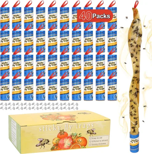 Miniatura 8 de Paquete de 24 trampas para moscas, trampas para moscas de frutas para interiores para el hogar, tiras de moscas, cinta de moscas, trampas