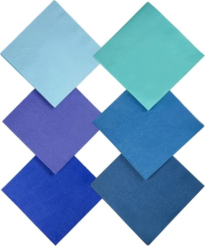 Miniatura 2 de Servilletas de cóctel azules 6 colores 5 * 5 pulgadas servilletas desechables de papel para cóctel, boda, cena, fiesta de cumpleaños, postre, vino