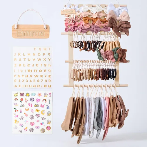 Bow Holder for Girls Hair Bows, Hair Bow Organizer, Headband Holders, Hanger Wall, Clip Organizer, Ribbon Storage for BabyGirl Nursery Wall Decor -