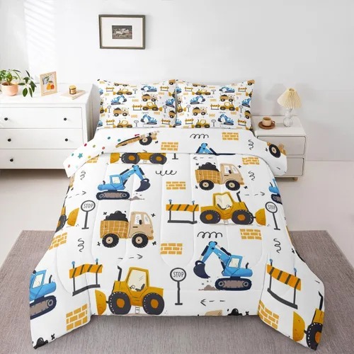 Miniatura 12 de Erosebridal Juego de ropa de cama de tren de dibujos animados para niños y niños, edredón de plumón de vehículos para niños, decoración
