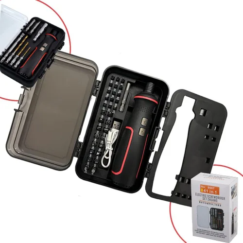 Miniatura 8 de Juego de destornilladores de precisión, estuche organizador cilíndrico, 128 piezas en 1, S2, aleación de acero HRC 56 puntas de dureza, estuche
