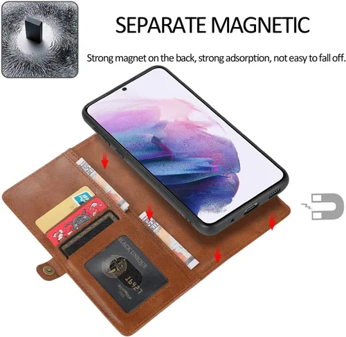 Miniatura 6 de Asuwish Funda de teléfono para Samsung Galaxy S22 Plus S22+ 5G Wallet Funda desmontable con protector de pantalla de vidrio templado y soporte