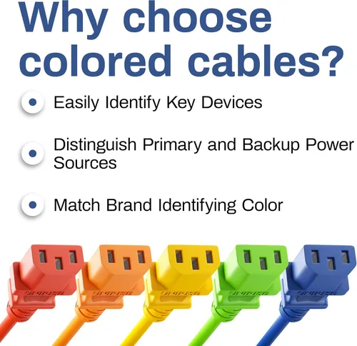 Miniatura 6 de UNC Cable de alimentación PDU C13 a C14, 1.5 pies, paquete de 20 unidades, negro, 10 amperios, SJT 250V, certificación UL, cable de extensión IEC