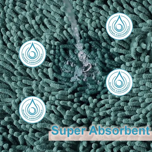 Miniatura 8 de Juego de 3 tapetes de baño de felpilla, antideslizantes, ultra suaves, absorbentes con forma de U para inodoro, baño, bañera, ducha, color verde