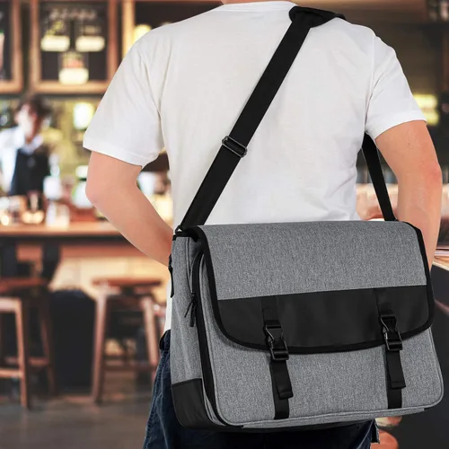 Miniatura 5 de CURMIO Bolsa de bartender, bolsa de viaje para juego de herramientas de bar, kits de almacenamiento para bartender con compartimentos acolchados Gris