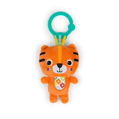 Bright Starts Jingle Joy - Juguete de alcance y sonajero para cochecito - Tigre con sonidos de timbre - Unisex, Recién Nacido +