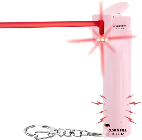 Miniatura 11 de Alarma personal de autodefensa 3 en 1 para mujeres, gel de pimienta y sirena de 130 dB y luces estroboscópicas, tapa de seguridad abatible, cargador