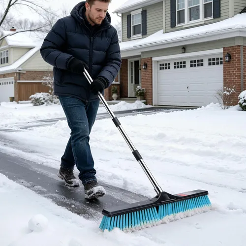 Miniatura 8 de MASTERTOP 24" Heavy Duty Push Broom with Ultra-Sturdy Adjustable Handle, 6-Layer Stiff Bristles Garden Yard Broom, Outdoor Sweeping Brush for