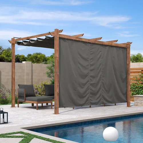 Miniatura 14 de PURPLE LEAF Pérgola retráctil para exteriores de 10 x 10 pies con toldo, refugio de metal para patio, jardín, pabellón, marco de grano de madera