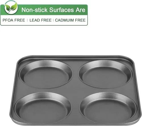 Miniatura 3 de Tiawudi Molde para magdalenas, molde para pan de hamburguesa de 4 tazas, molde grande para whoopie pies, utensilios para hornear antiadherentes