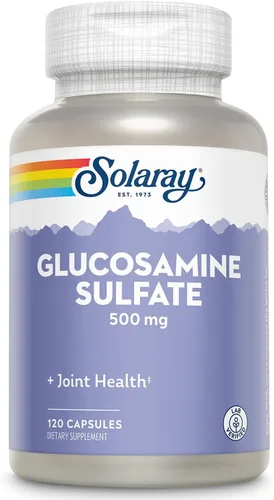 SOLARAY Sulfato de glucosamina 500 mg | Apoyo de flexibilidad y resistencia para las articulaciones saludables (60 Serv, 120 CT)