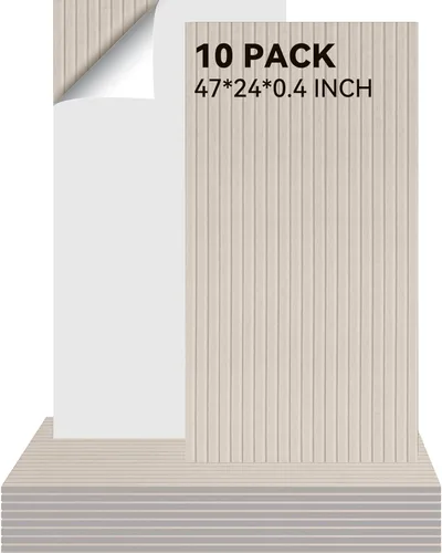 Miniatura 12 de Paquete de 10 paneles acústicos, paneles de pared grandes de 47 x 24 x 0.38 pulgadas, paneles autoadhesivos que absorben el sonido, paneles a prueba