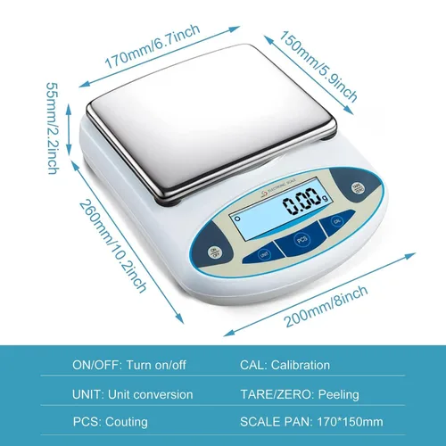 Miniatura 2 de Balanza analítica digital de 176.37 oz x 0.00 oz, báscula electrónica de laboratorio de alta precisión para laboratorio, investigación científica