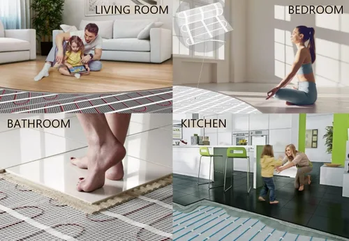Miniatura 4 de FloorLace FIT - Tapete eléctrico calefactable para suelo radiante para debajo de azulejos, laminado, piedra, alfombrilla térmica autoadhesiva