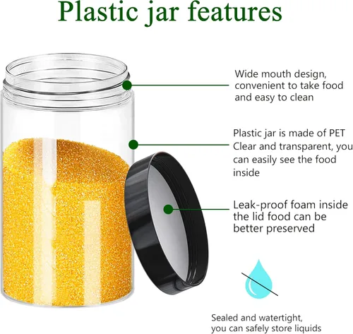 Miniatura 3 de Hajoyful Tarros de plástico con tapas de 6 onzas, 42 recipientes pequeños vacíos para cosméticos, tarros de comida transparentes para regalo, tarros