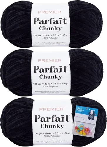 Miniatura 25 de Premier Yarns Parfait - Paquete de 3 unidades de felpilla gruesa de 3.5 onzas, peso supervoluminoso, paquete de 3 unidades con soportes para puntada