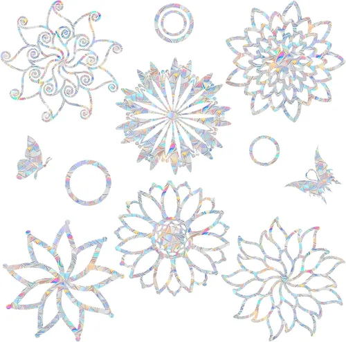 Miniatura 18 de 39 PIEZAS Adhesivos de Flores para Ventana - Calcomanías Anticolisión para Ventana para Salvar Aves, Adhesivos de Vinilo Prismáticos sin Adhesivo