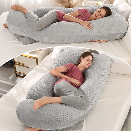 Miniatura 5 de Elover Almohada de embarazo imprescindible para el embarazo, almohada de apoyo de maternidad de cuerpo completo para mujeres embarazadas con funda