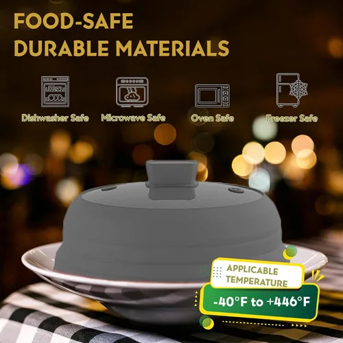 Miniatura 4 de Cubierta plegable para salpicaduras de microondas, tapa de microondas plegable de silicona de vidrio para alimentos, protector de salpicaduras