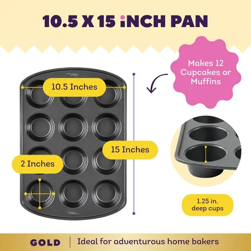 Miniatura 3 de Wilton RESULTADOS PERFECTOS PREMIUM ANTERIOR ANTERIOR HAKEWARE ANTERIOR MAPA DE MAPA Y CUPDAKE, PAN DE 12 TAZAS PARA HORRAR