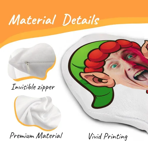 Miniatura 4 de Almohada divertida con foto personalizada, lindas almohadas de personaje de elfo con propia cara, almohada con forma personalizada, felpa suave