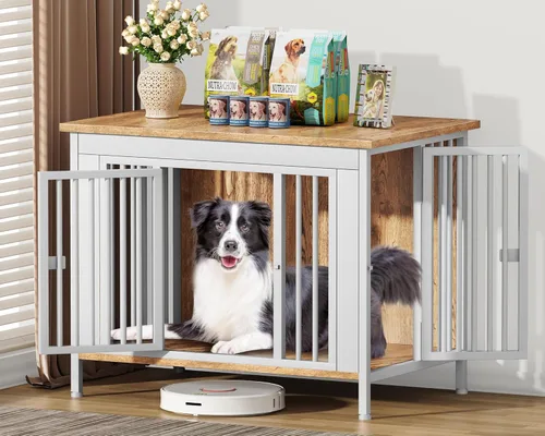 Miniatura 13 de EasyCom Mueble de jaula para perros para 1 o 2 perros, jaulas resistentes para perros individuales/dobles para perros pequeños, medianos y grandes