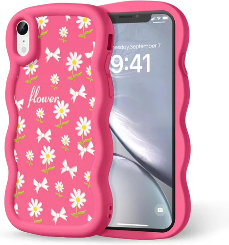Miniatura 181 de Compatible con iPhone SE/8/7 Funda para Mujeres y Niñas, Marco Ondulado Rizado con Patrón Lindo, Estética Delgada Suave Silicona TPU Parachoques