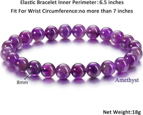 Miniatura 41 de Jovivi Pulsera elástica de cuentas redondas semipreciosas naturales – 0.315 pulgadas hecha a mano con cuentas de piedras preciosas curativas