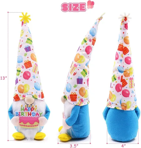 Miniatura 3 de Gnomos de feliz cumpleaños, gnomos de felpa sosteniendo un pastel para decoraciones de fiesta, gnomo hecho a mano para regalos de cumpleaños, Tomte