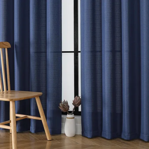 Miniatura 35 de OWENIE Bob Juego de 2 Paneles de Cortinas Negras de Cocina para Ventanas de 36 Pulgadas de Largo, Cortinas Cortas de Café con Textura de Lino