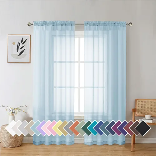 Miniatura 223 de Aiyufeng 2 paneles de cenefa transparente negra de 14 pulgadas de largo, cortinas cortas negras transparentes para dormitorio, cortinas de cocina