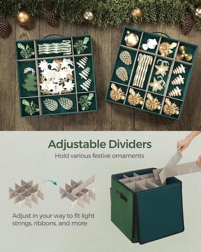 Miniatura 5 de SONGMICS Caja de almacenamiento de adornos de Navidad, con lateral abierto, contenedor de almacenamiento de Navidad apilable con tapa, 4 bandejas