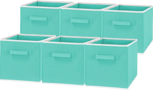 Miniatura 15 de Simple Houseware Contenedores de almacenamiento plegables de 11 pulgadas, color beige, paquete de 6 cubos de tela organizadores para armario