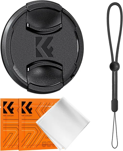 Miniatura 8 de K&F Concept 43mm Tapa de lente, 4-en-1 tapa de lente de pellizco central + correa anti-pérdida + kits de paño de limpieza de microfibra compatibles