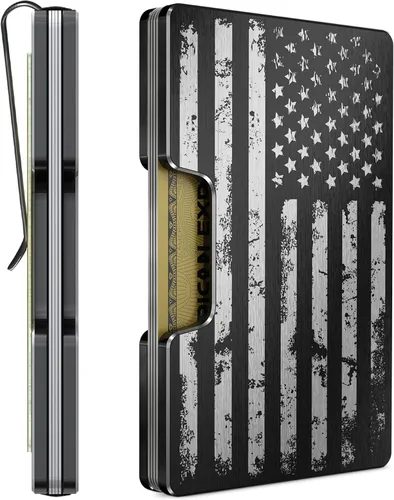 Miniatura 65 de Cartera de aluminio impresa 2.5D para hombres: clip delgado para dinero y tarjetero con barniz selectivo táctil. Bloqueo RFID mejorado, compacto