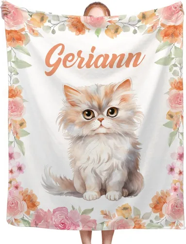 Miniatura 20 de Manta personalizada para bebé, manta de gato con nombre, manta personalizada de franela suave para bebés, regalo de cumpleaños, 30 x 40 pulgadas