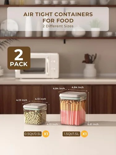 Miniatura 4 de Recipientes Herméticos Pop Apilables - Paquete de 2 Recipientes de Almacenamiento de Cereales con Tapas Herméticas, Recipientes Pop Up a Prueba