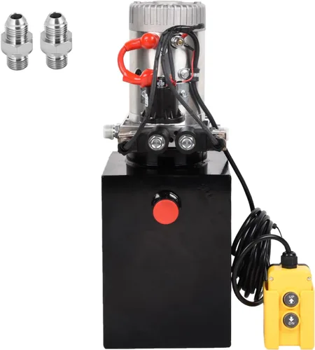 Miniatura 8 de Unidad de potencia hidráulica de 15 cuartos de galón de 12 V DC Bomba hidráulica de efecto único de depósito de metal Bomba de remolque