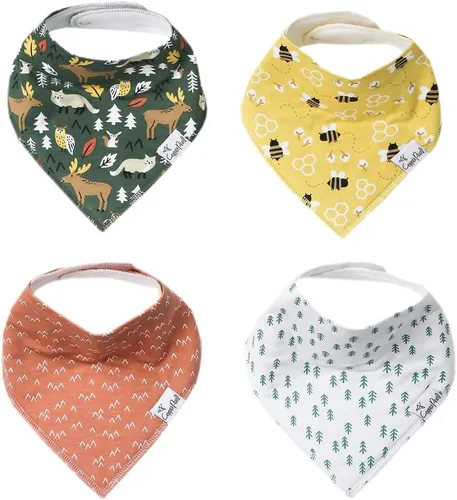 Miniatura 16 de Copper Pearl Baberos tipo bandana para bebé, paquete de 4 baberos de algodón suave para babear y dentición, absorbentes, ajuste ajustable, muchos