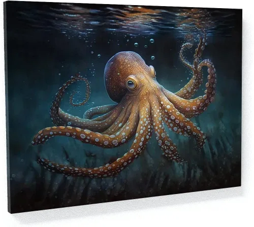 Miniatura 7 de Sense Canvas Octopus Vibrant Ocean 7 - Lienzo decorativo para decoración del hogar, póster grande de 40 x 30 pulgadas, 0.75 pulgadas